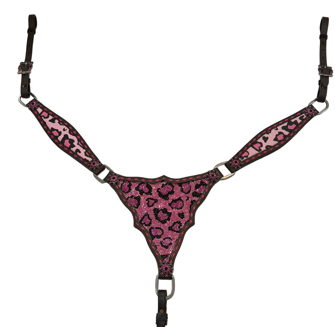Catty Cowgirl Crystal Breast Collar & Headstall Leather Tack Set