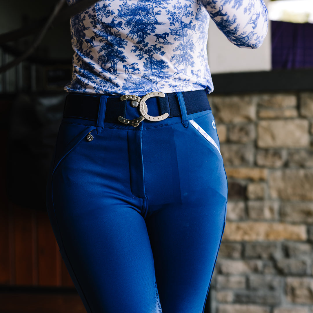 Dapplebay Horse Shoe Elastic Belt-Navy