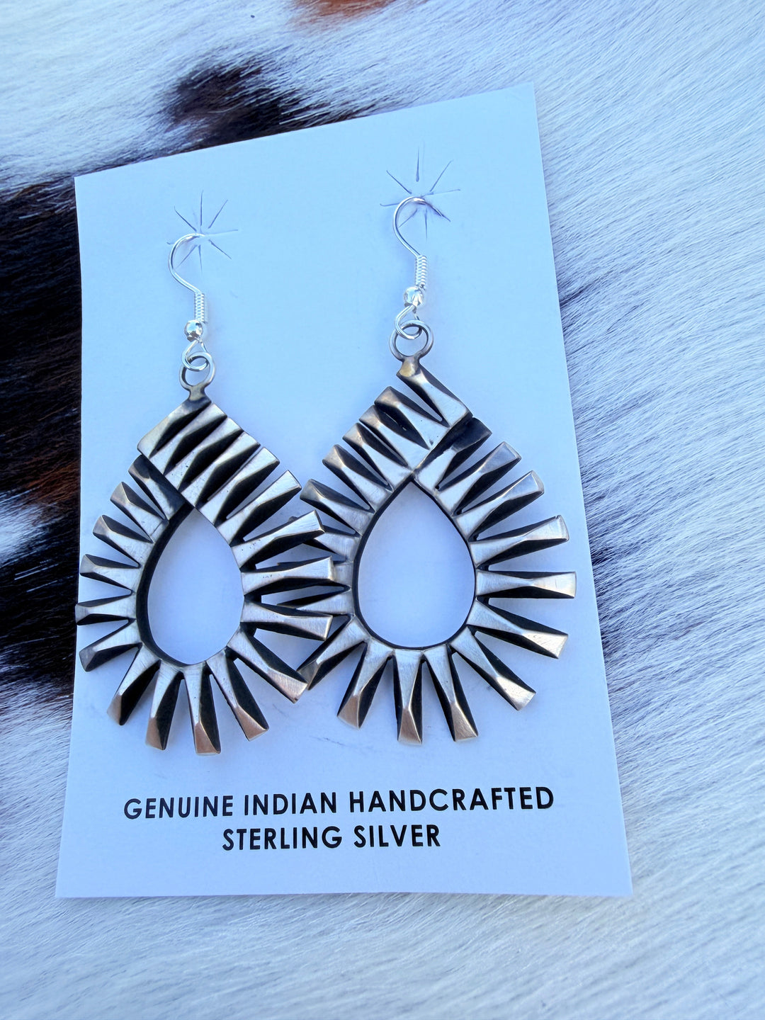 Handcrafted Beth Dutton Collection Sterling Silver Dangle Earrings Nizhoni Traders LLC