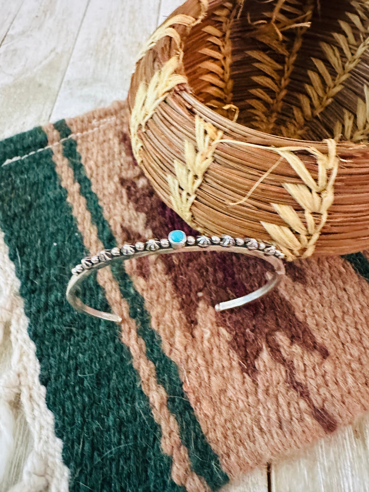 Navajo Sterling Silver & Kingman Turquoise Cuff Bracelet by Raymond Coriz