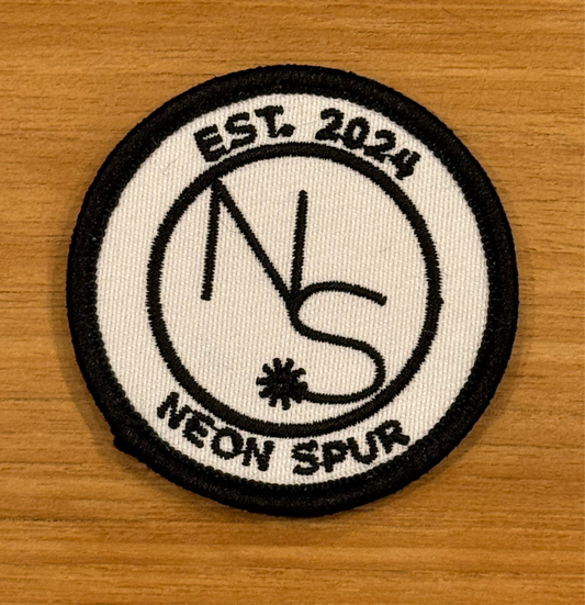 Neon Spur 2” Round Logo Self-Adhesive Hat Patch - Monochrome