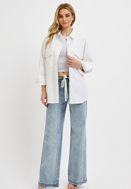 Randi Straight Wide Leg Jeans with Pockets