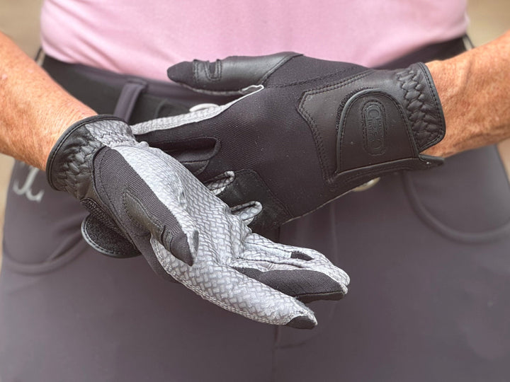 Oil-Tac Copper Tech™️ Leather Premium Riding Glove in Black CorrectConnect