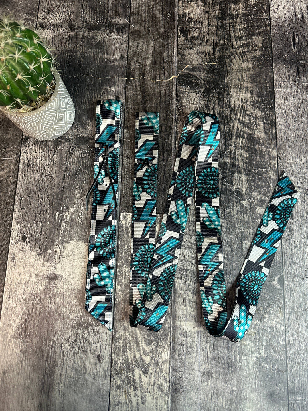 Turquoise Glass Nylon Latigo and Off Billet Set