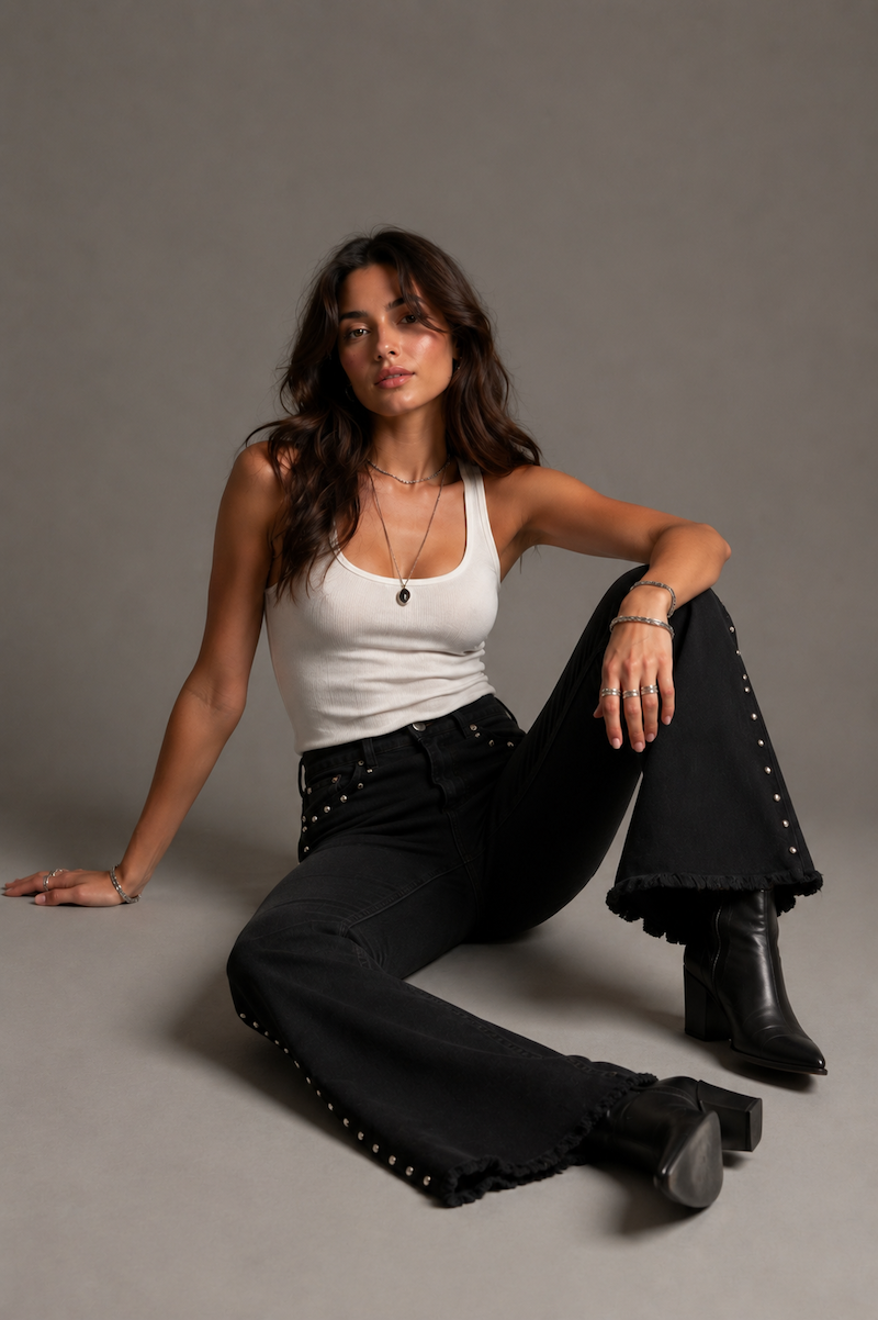 The Stevie Studded Flare GJG DENIM