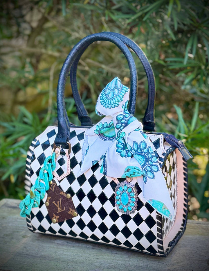 Deluxe Upcycled LV Checkered Leather Speedy Bag