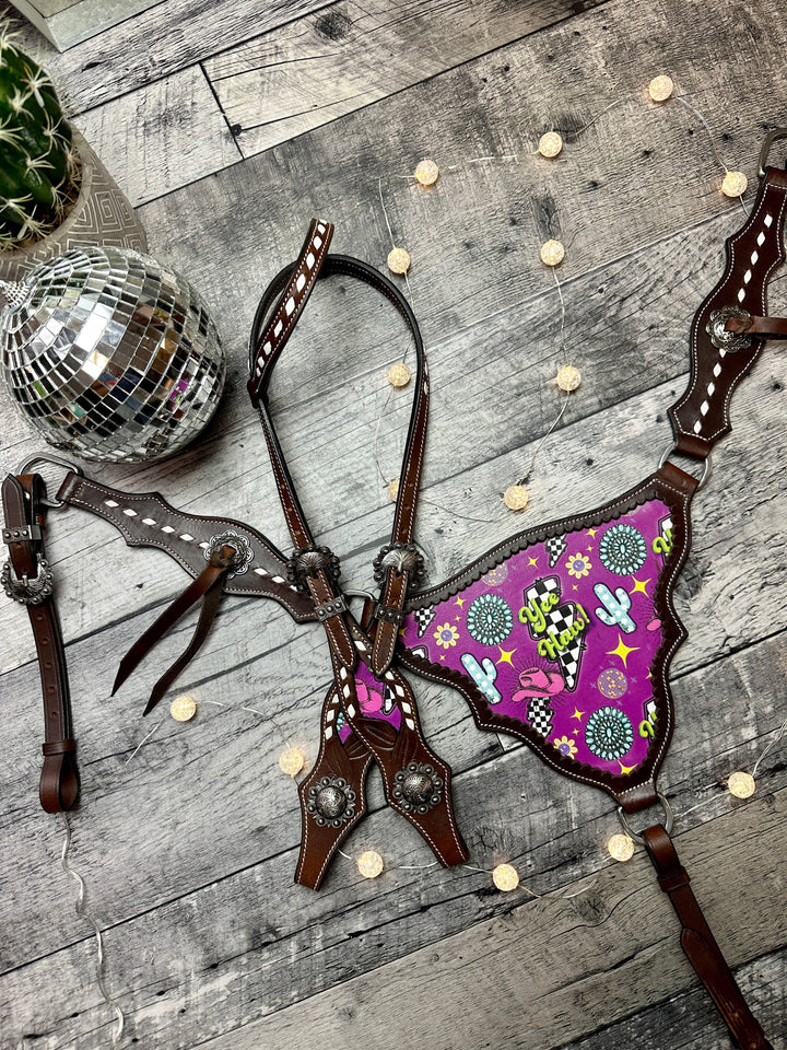 Neon Yeehaw Headstall and Breast Collar Set