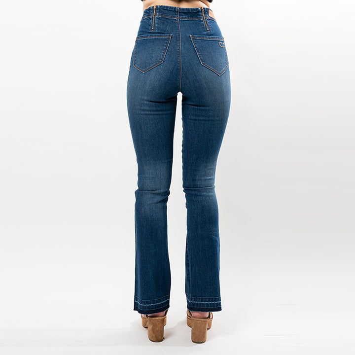 Cenia Adjustable Waist Undone Hem Bootcut Jean