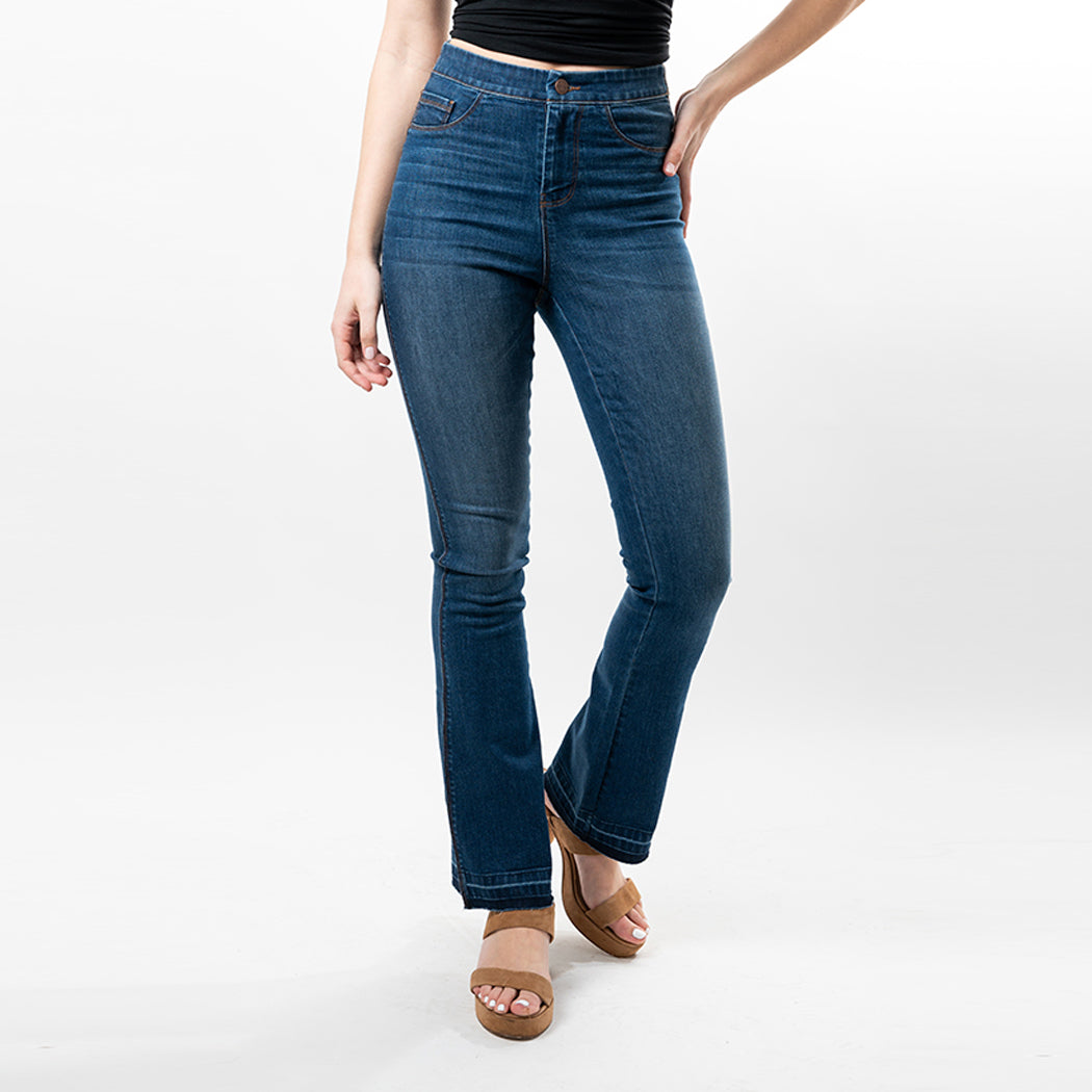Cenia Adjustable Waist Undone Hem Bootcut Jean