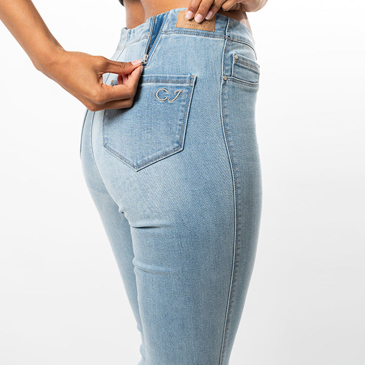 Cenia Adjustable Waist Undone Hem Bootcut Jean