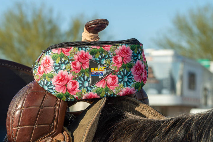 Turquoise Floral Beat Bag Saddle Pouch -with Speakers