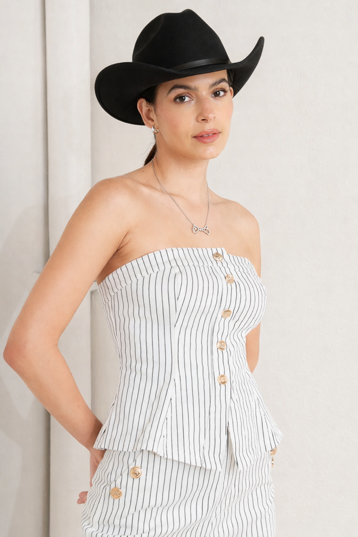 Effortless Form Stripe Woven Twill Top