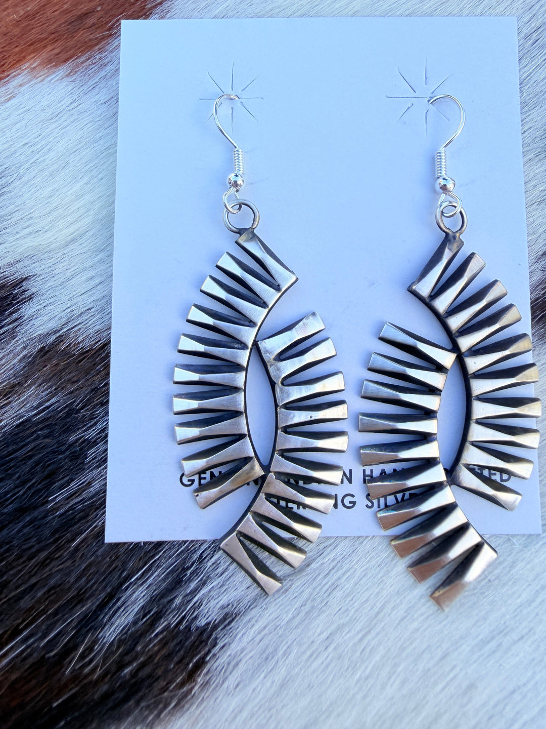 Handcrafted Beth Dutton Collection Sterling Silver Dangle Earrings Nizhoni Traders LLC