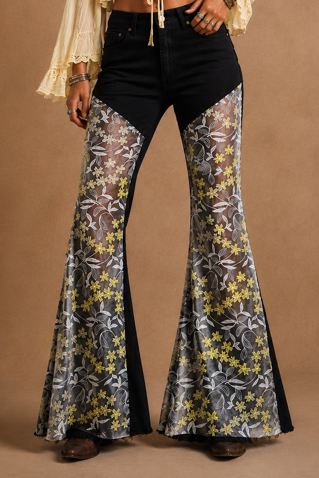 Lemon Lace Flare Jeans GJG DENIM