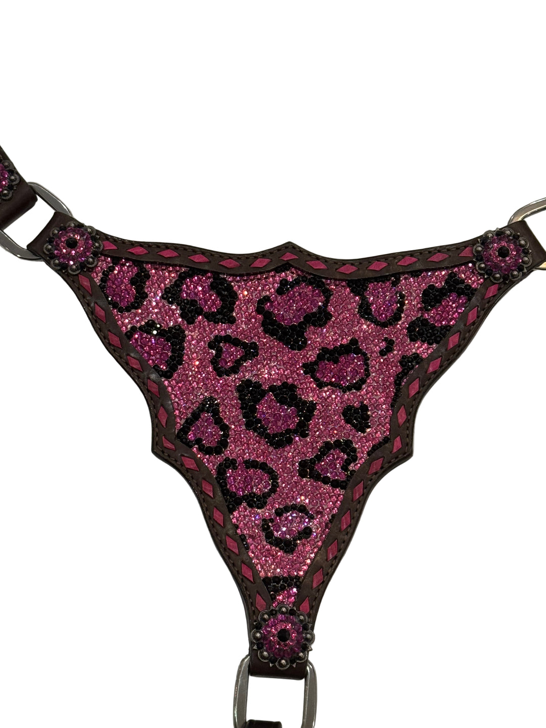 Catty Cowgirl Crystal Breast Collar & Headstall Leather Tack Set