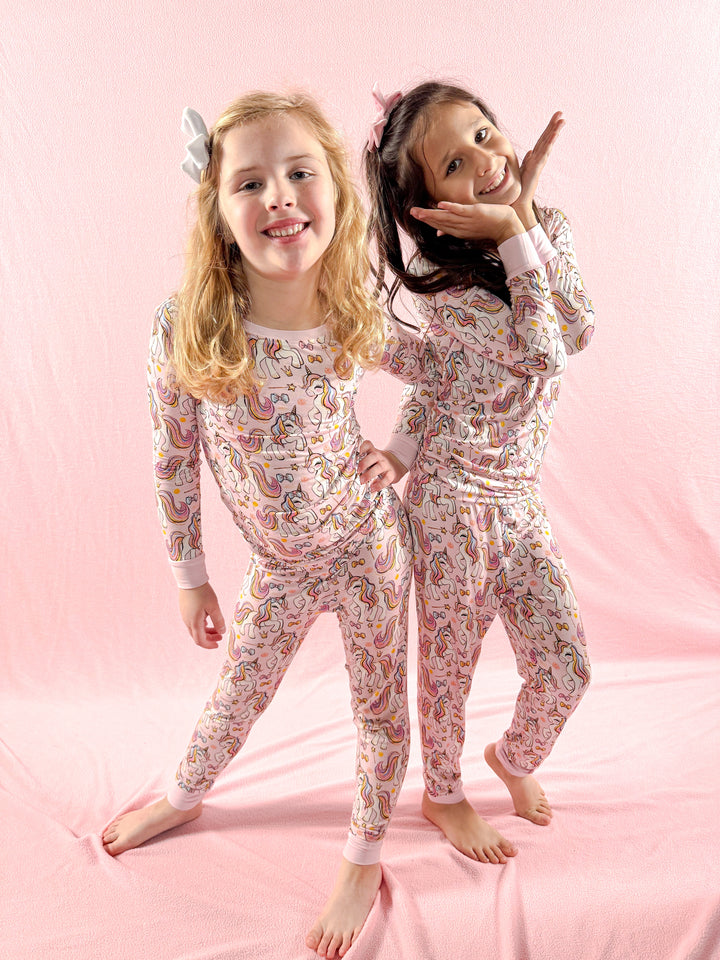 Pink Unicorn Two-Piece Bamboo Pajama Set