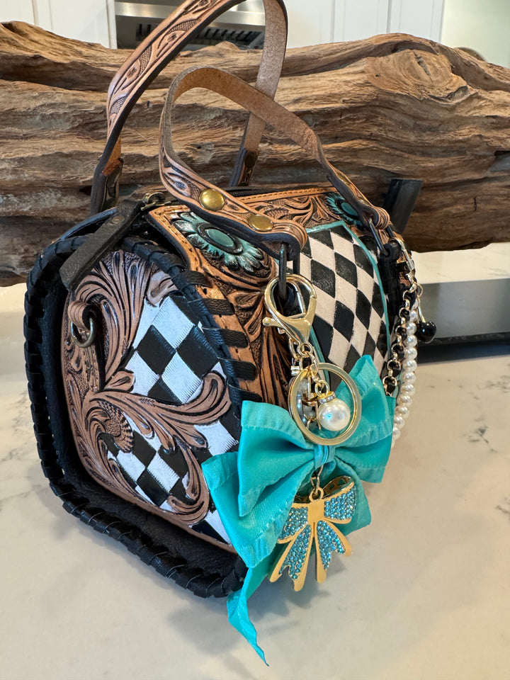 Wonderland Turquoise Rodeo Royale Checkered Mini Speedy Bag