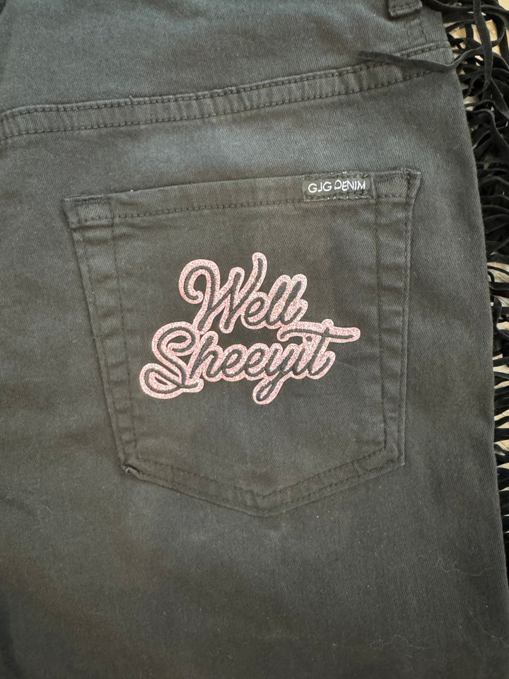 Well Sheeyit Texas Sun Black Bell Bottom Jean