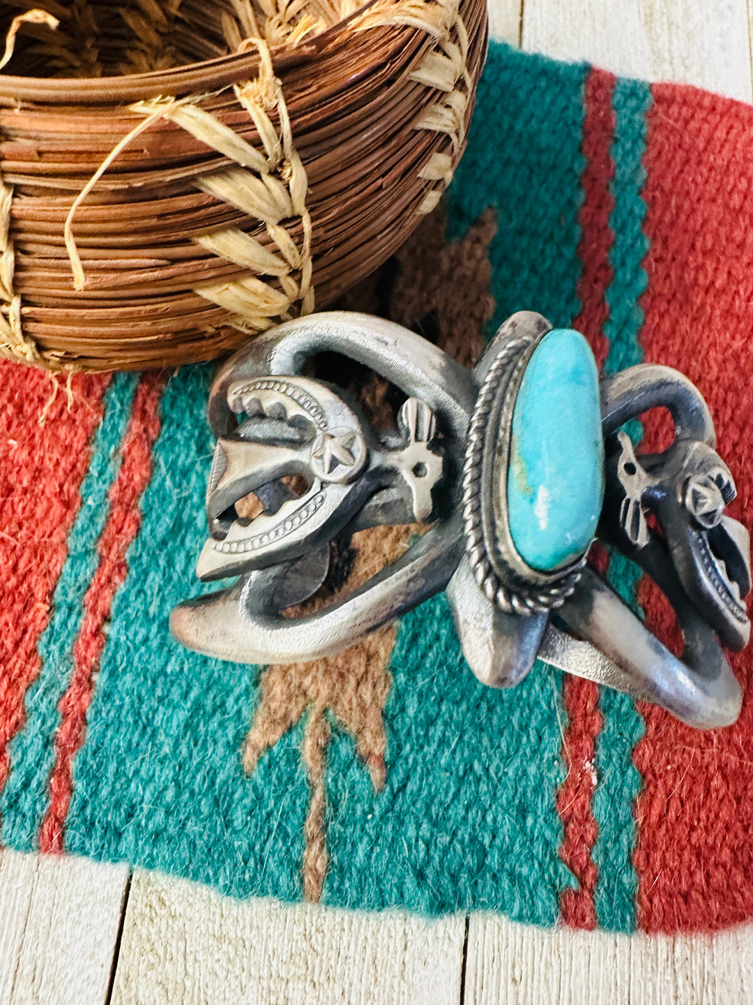 Handcrafted Turquoise & Sterling Silver Cuff Bracelet by Chimney Butte
