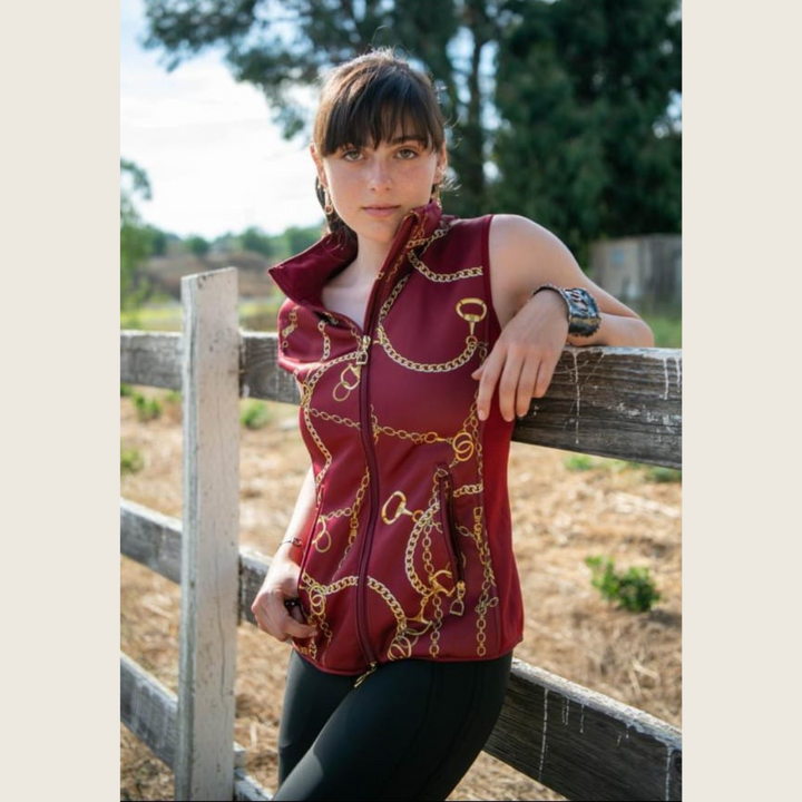 Burgundy Chain Link Print Vest