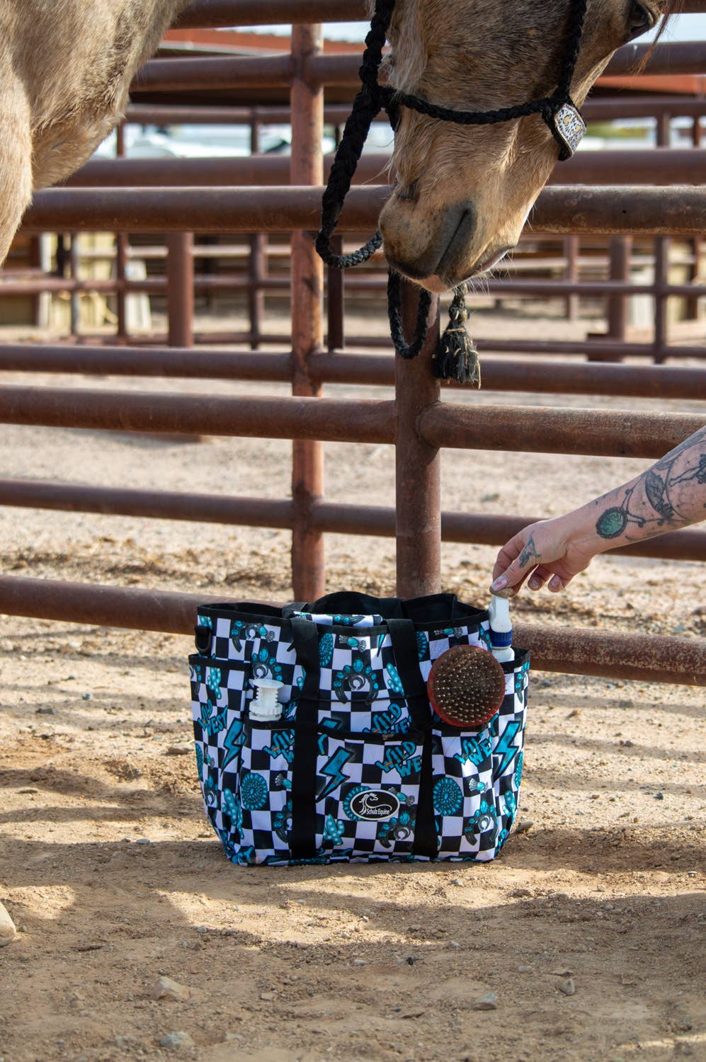 Turquoise Glass Grooming Tote