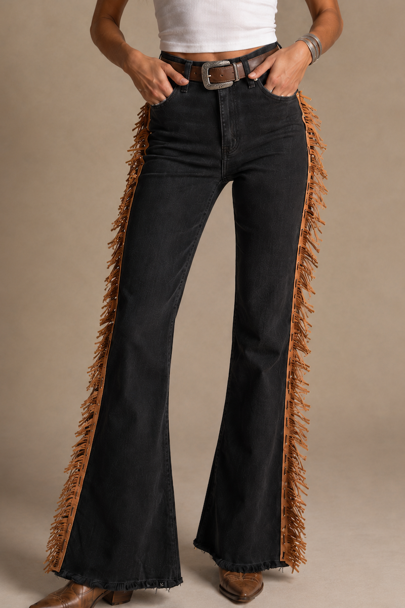 The Frontier Fringe Bell Bottom Jeans GJG DENIM