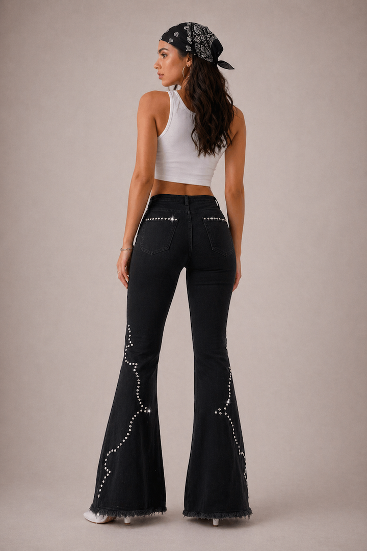 Santa Fe Bell Bottom Jeans- Black Denim GJG DENIM