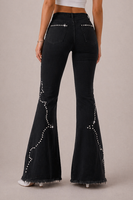 Santa Fe Bell Bottom Jeans- Black Denim GJG DENIM
