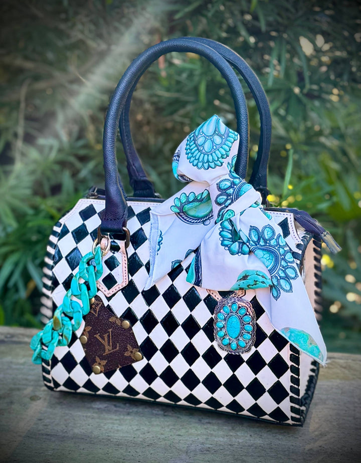 Deluxe Upcycled LV Checkered Leather Speedy Bag