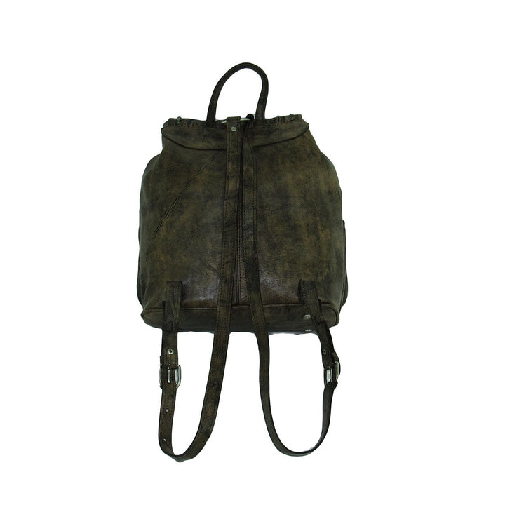 Classic Drawstring Leather Backpack w/ Flap