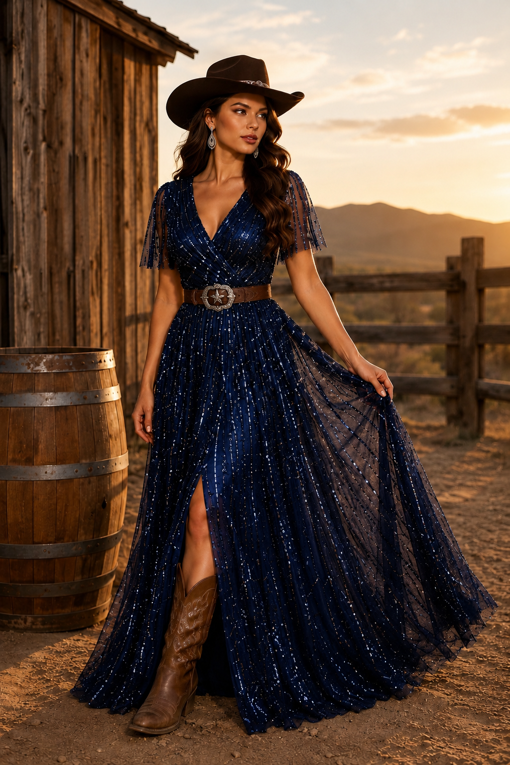 Sequin Embellished A-Line Dress Tux-USA®
