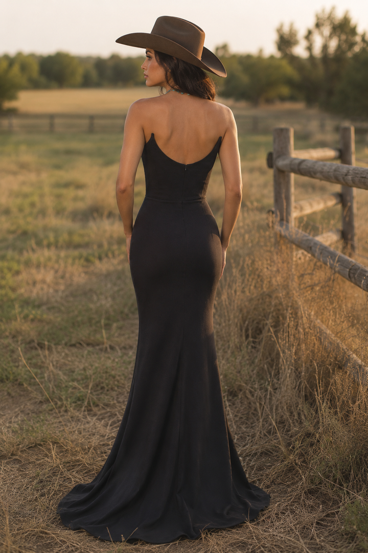 Daris Gown - Black - Cat-Eye Scoop Neckline Dress