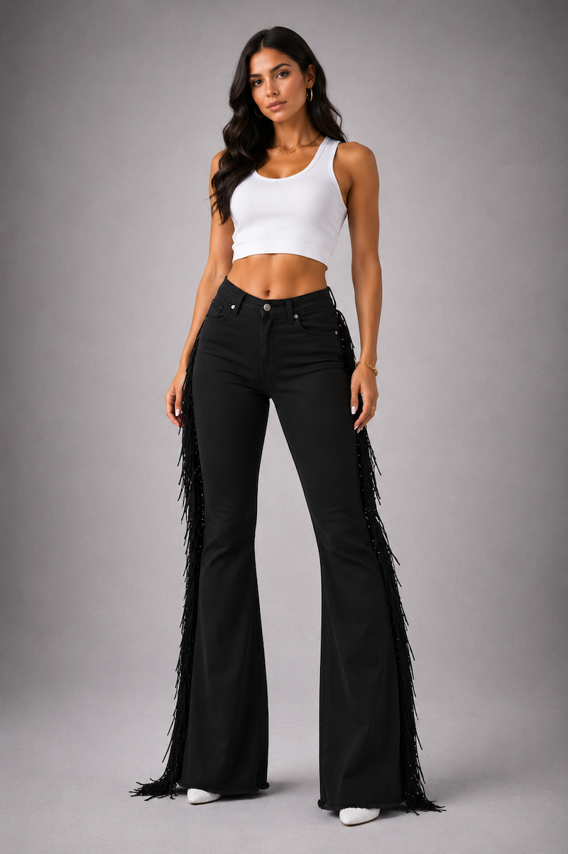 Texas Sun Bell Black Denim Bottom Jeans GJG DENIM