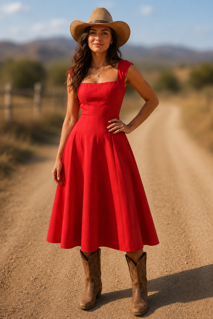Scarlet Romance Woven Midi Dress Flying Tomato