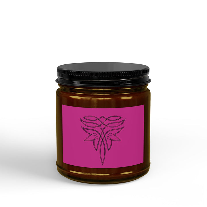 Pink Boot Stitch Scented Soy Candle - (Multi-Size, Amber Jar)