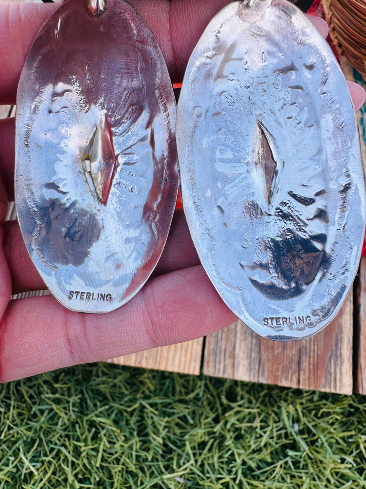 Handcrafted Sterling Silver Concho Dangle Earrings by Mary Tom