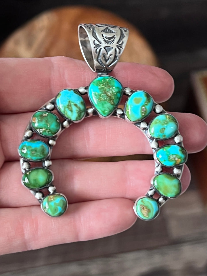 Diane Wylie Sterling Silver & Sonoran Mountain Turquoise Naja Pendant Nizhoni Traders LLC