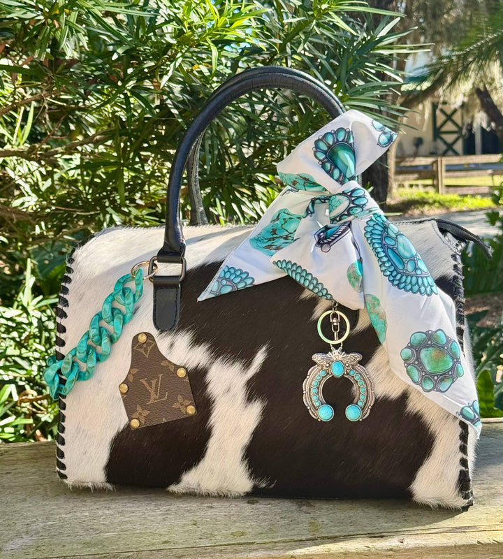 Upcycled LV Cowhide Leather Speedy Top Handle Bag