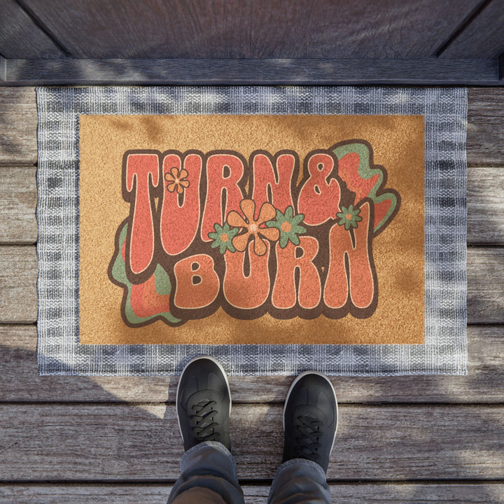 Turn & Burn Retro Flower Coir Doormat