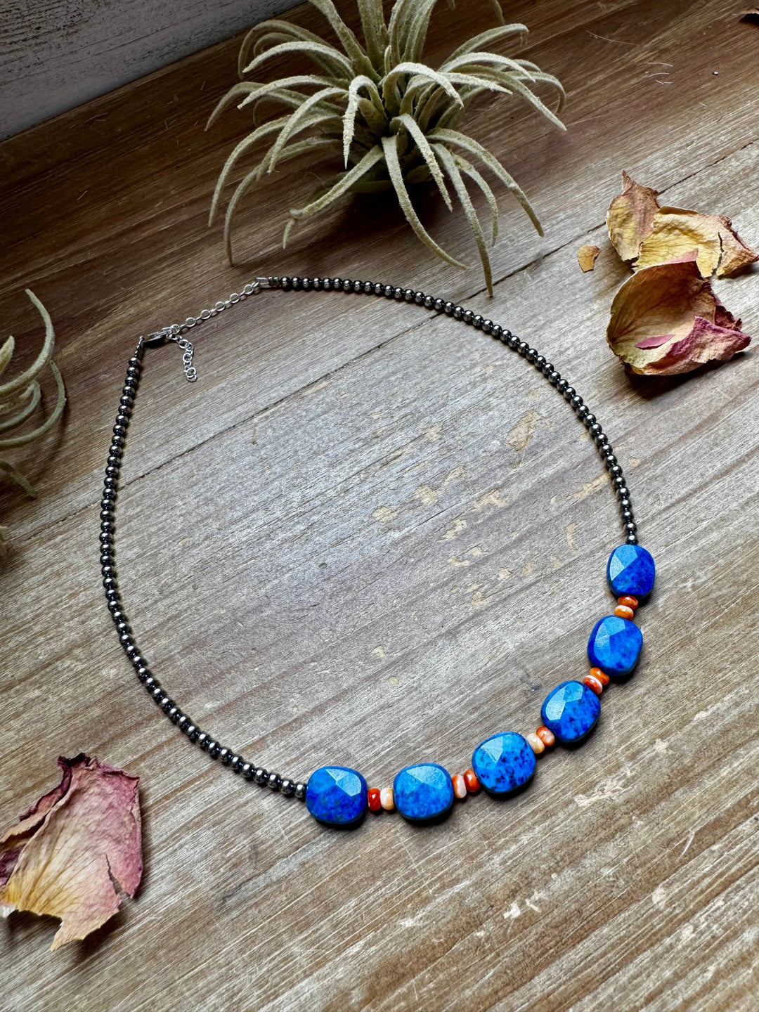 Sterling Silver & Spiny Oyster Choker with Lapis Necklace The Bijoux FAB Jewelry