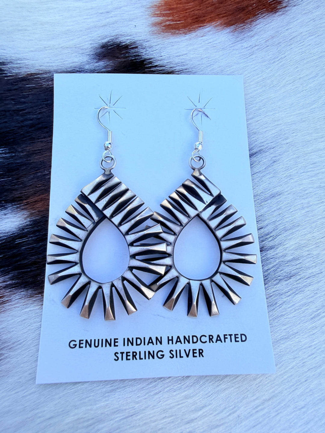 Handcrafted Beth Dutton Collection Sterling Silver Dangle Earrings Nizhoni Traders LLC