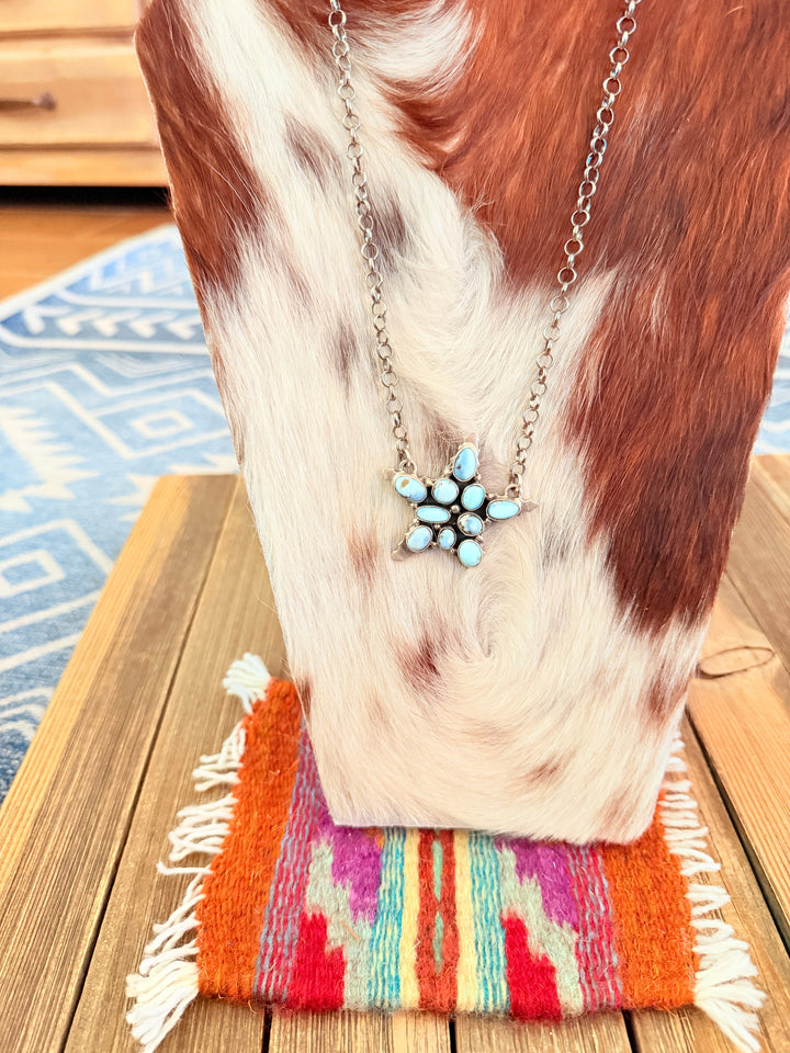 Handcrafted Golden Hills Turquoise & Sterling Silver Star Necklace by Emer Thompson Nizhoni Traders LLC