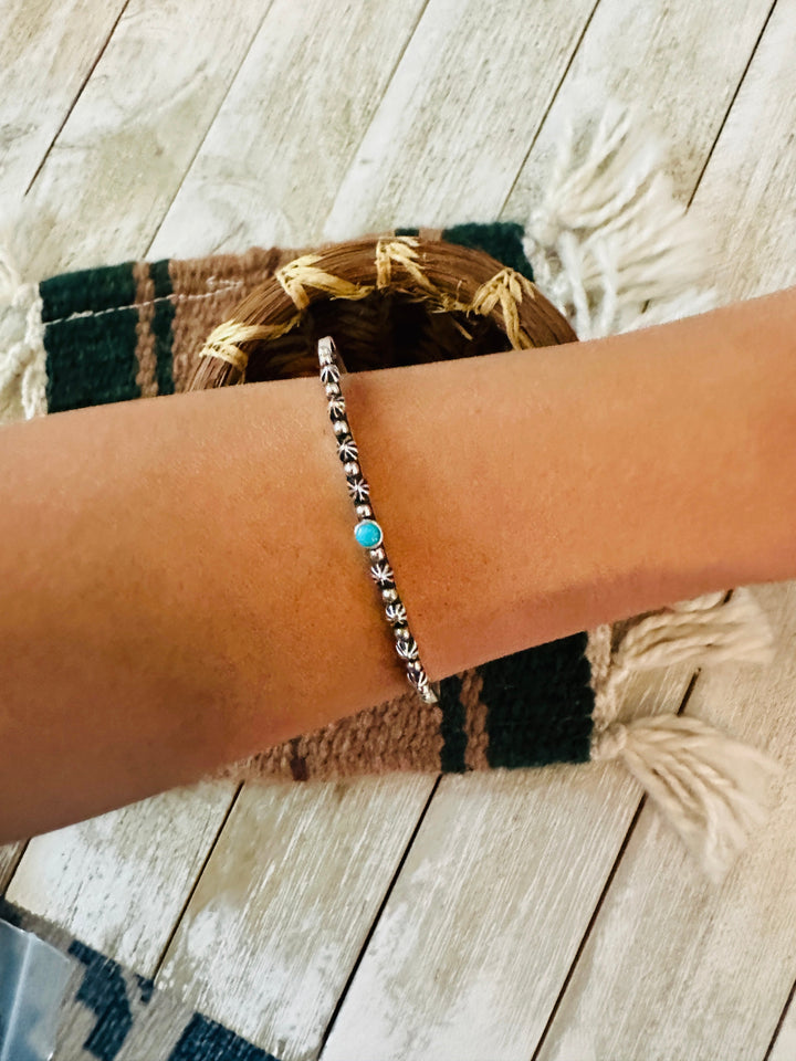 Navajo Sterling Silver & Kingman Turquoise Cuff Bracelet by Raymond Coriz