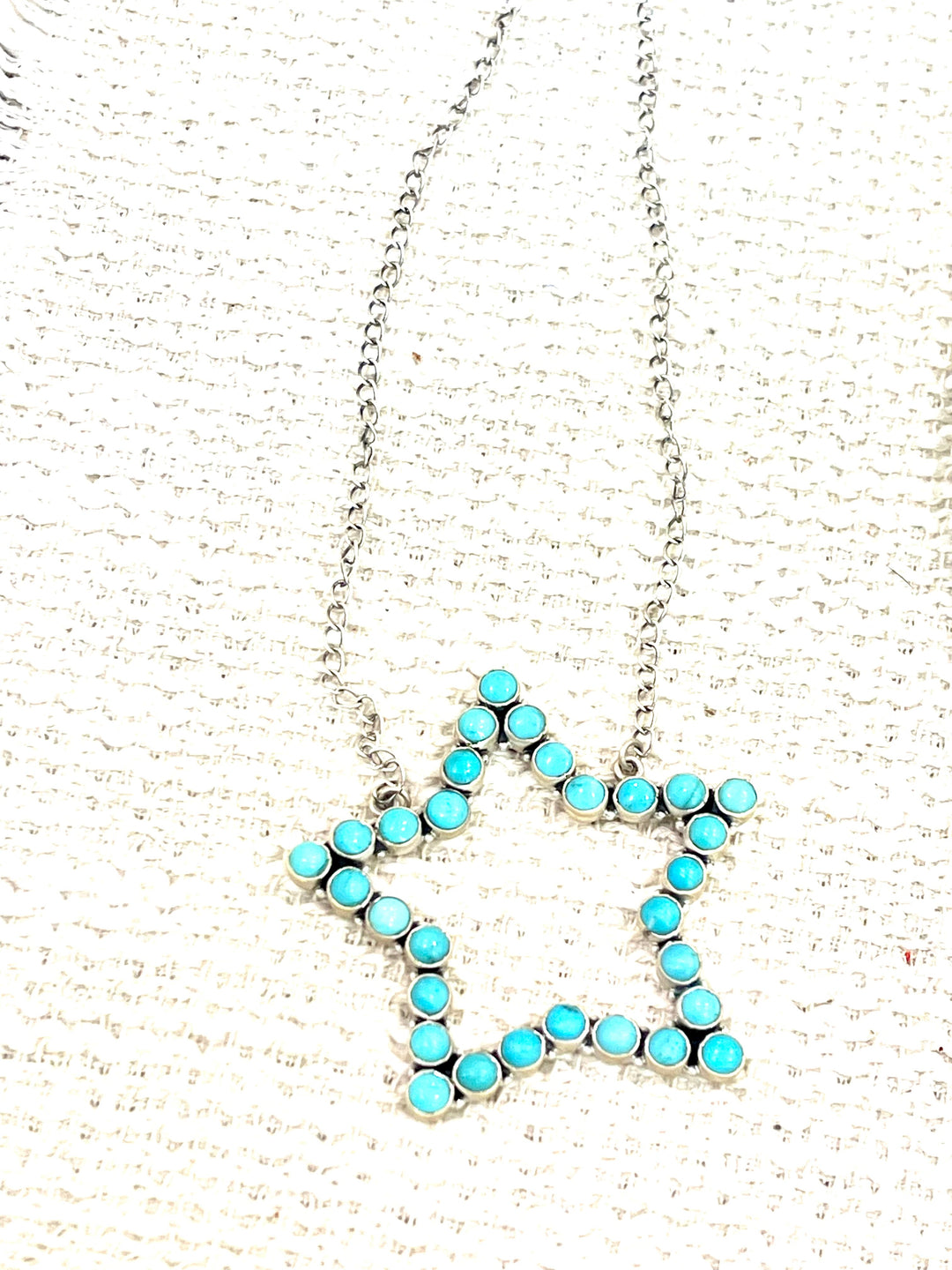 Handmade Sterling Silver & Turquoise Star Necklace Nizhoni Traders LLC