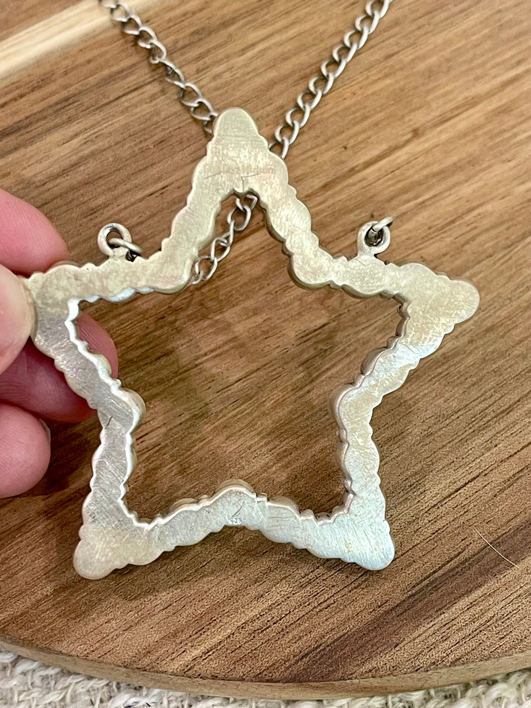 Handmade Sterling Silver & Turquoise Star Necklace Nizhoni Traders LLC