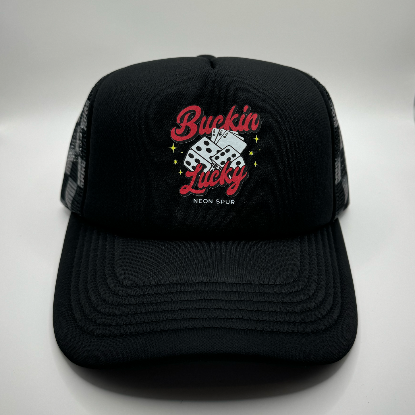 Buckin Lucky Checkered Mesh Trucker Hat