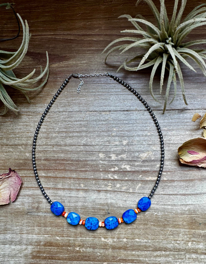 Sterling Silver & Spiny Oyster Choker with Lapis Necklace The Bijoux FAB Jewelry