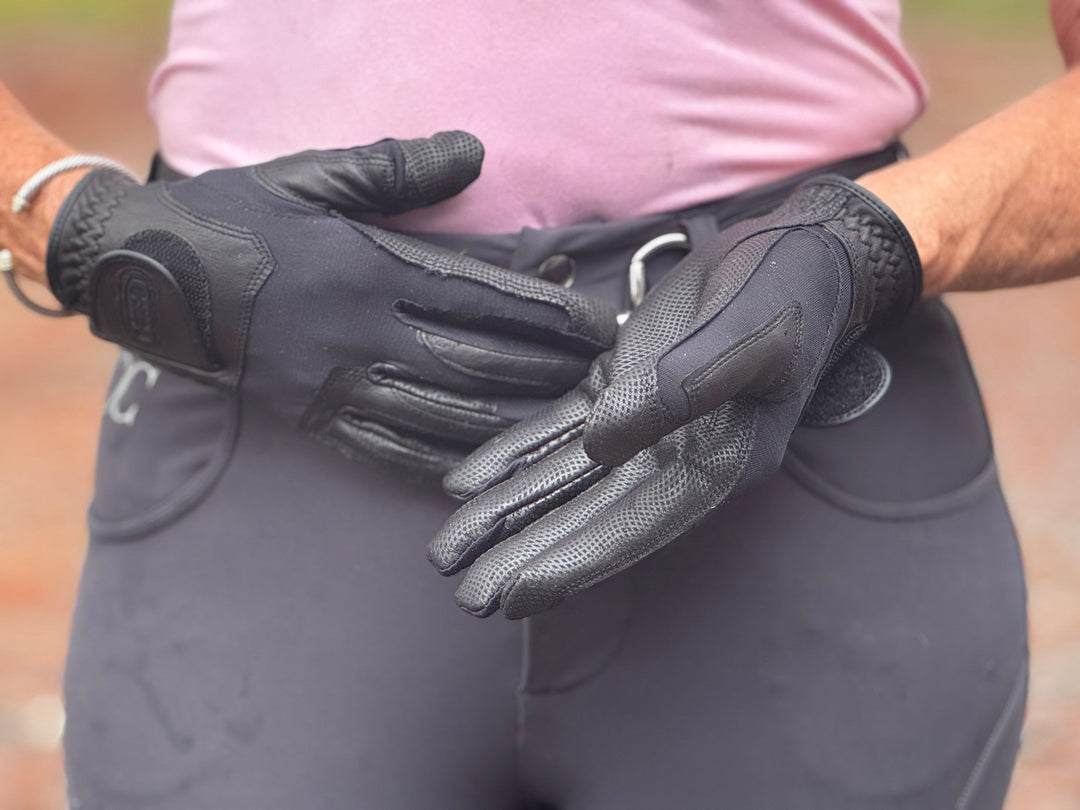 Tackified Copper Tech™️ Leather Premium Riding Glove -Black