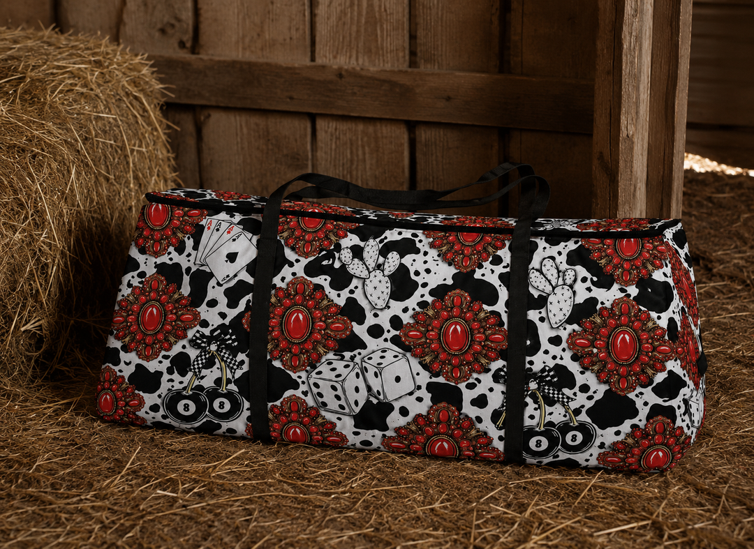 Red Turquoise Western Icon Hay Storage Bag Neon Spur