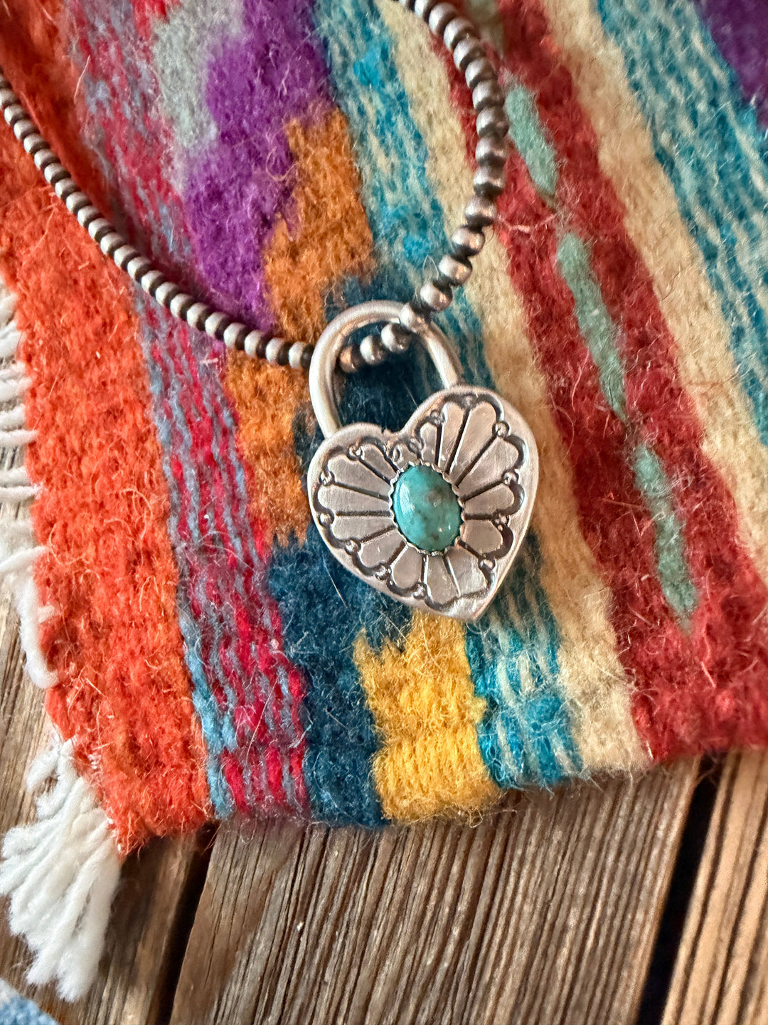 Handcrafted Sterling Silver & Turquoise Heart Locket Pendant Nizhoni Traders LLC